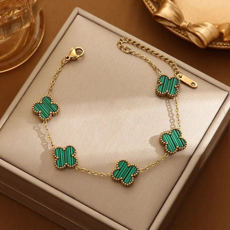 Malachite Clover Bracelet