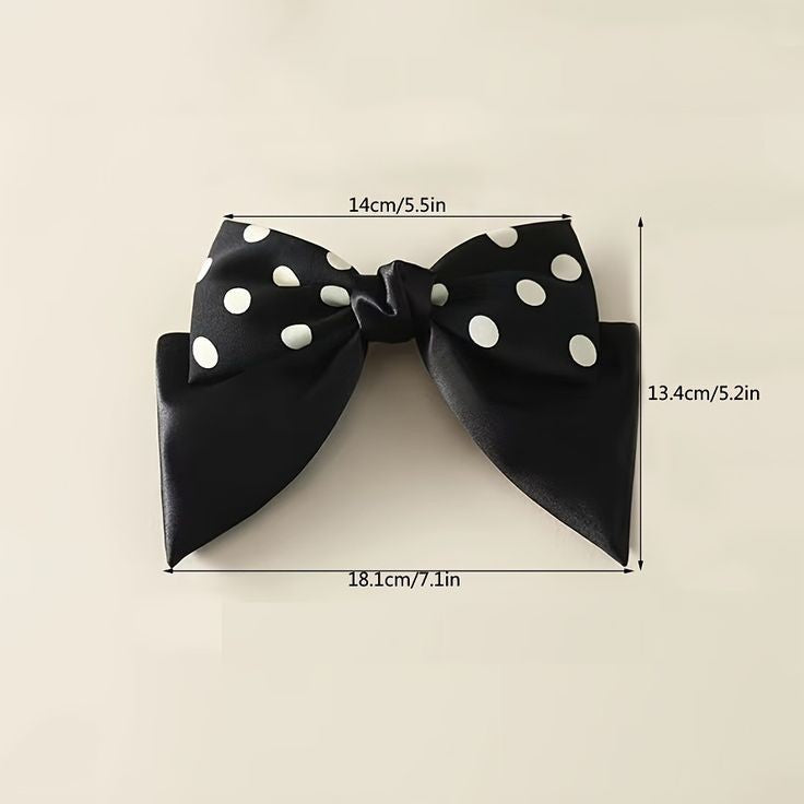 Black Polka Satin Bow
