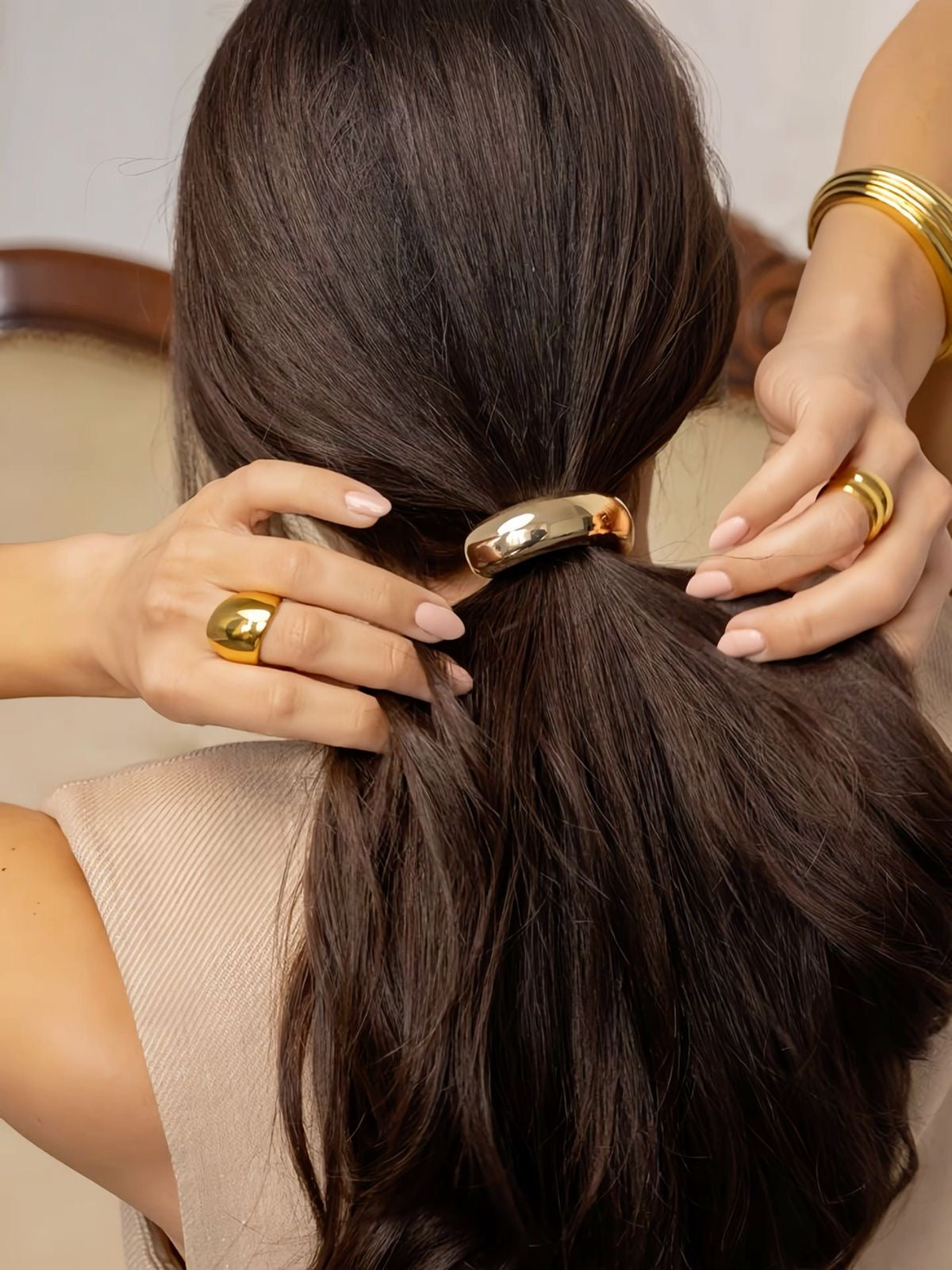 Single cuff gold hair tie