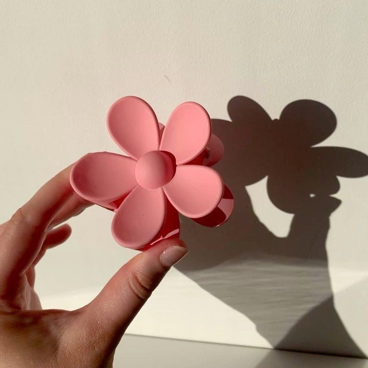 Pink pixie matte flower clip