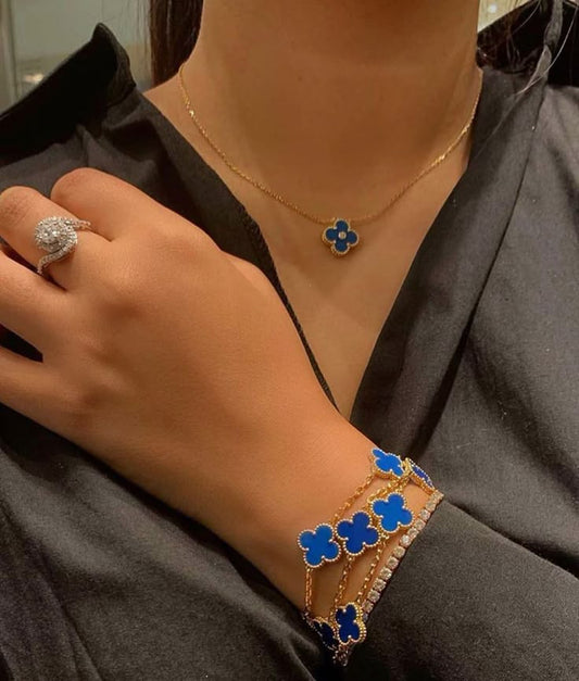 Navy Blue Clover Bracelet