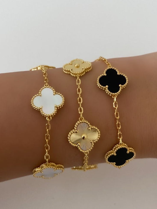 18k Gold Clover Stack - Set of 3