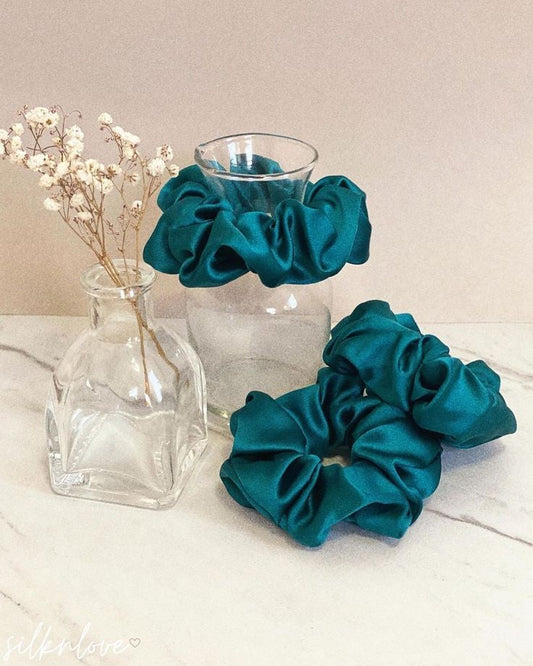 peacock satin scrunchie