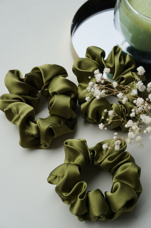 matcha satin scrunchie