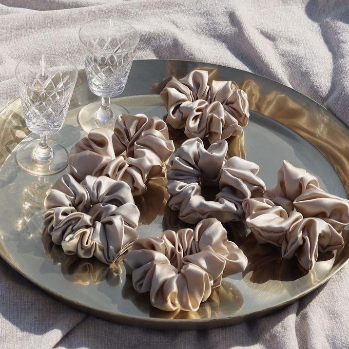 taupe satin scrunchie