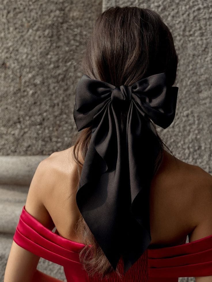 black large satin bow