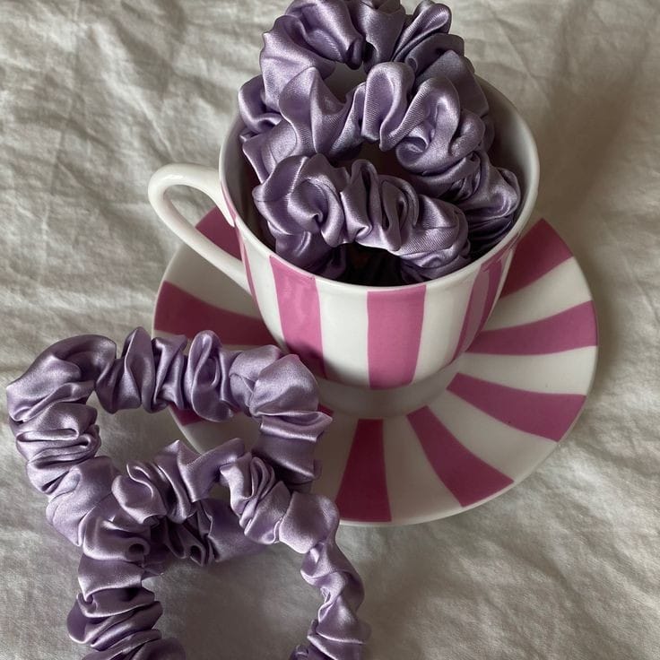 lavender mini satin scrunchie