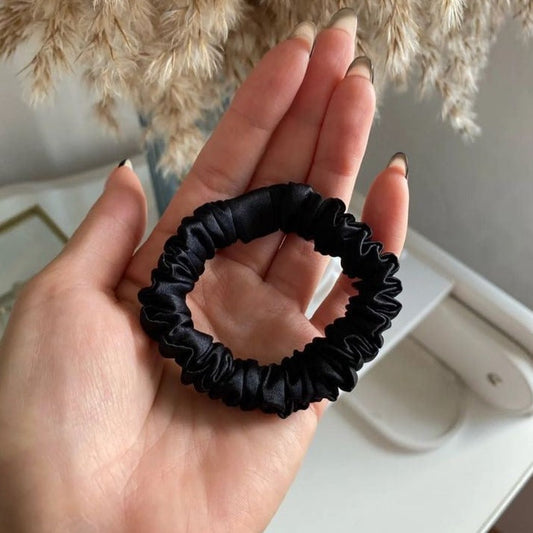 black mini satin scrunchie