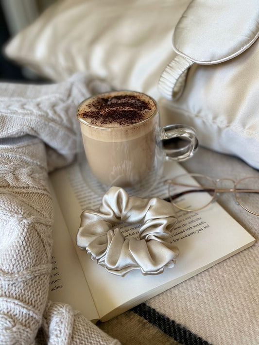 latte medium satin scrunchie