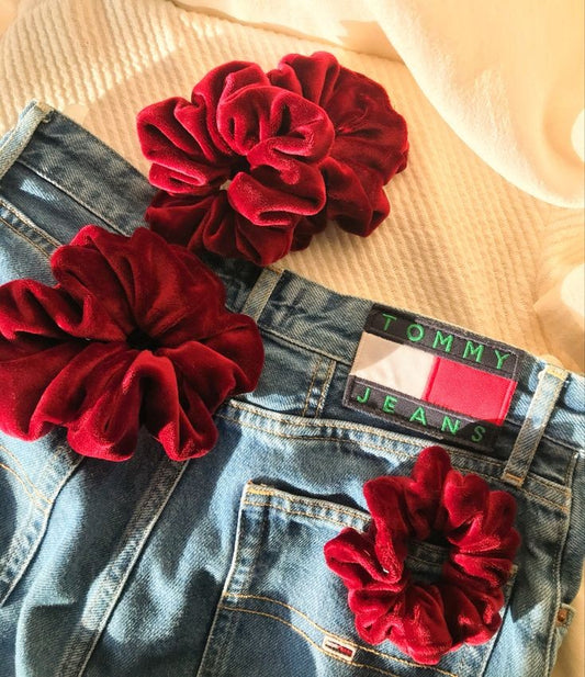 ruby velvet scrunchie