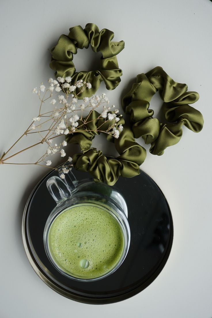 matcha satin scrunchie