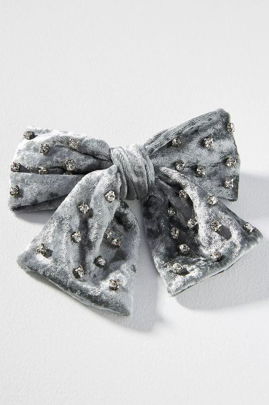 Grey Velvet Bow