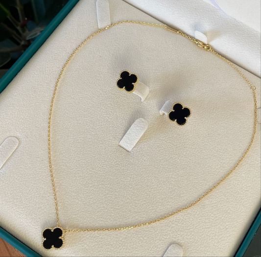 Black Clover Necklace & Earrings Set