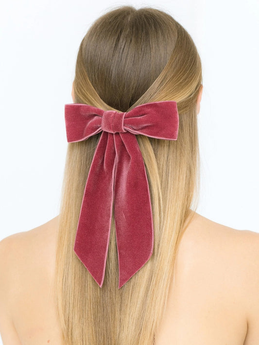 Rose Wide Velvet Bow