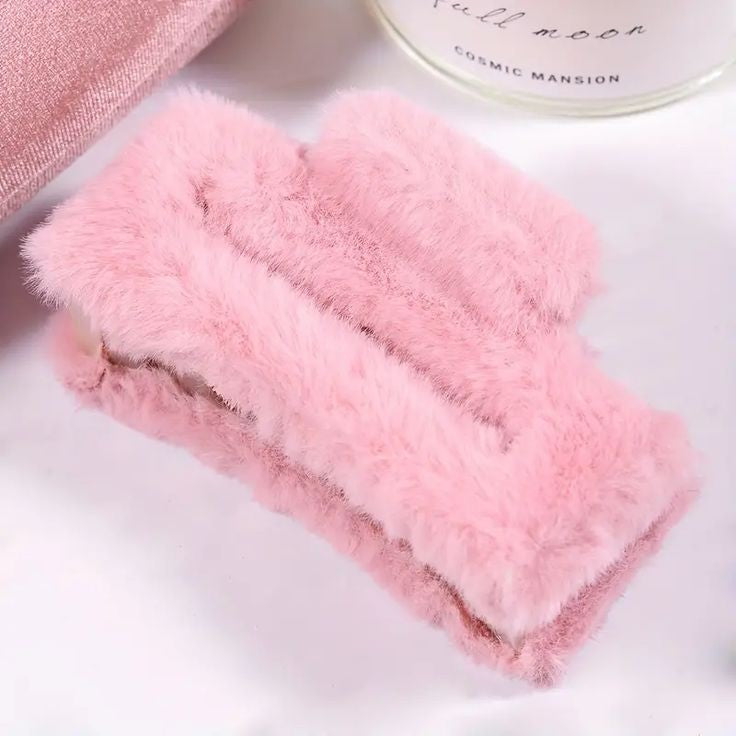 Pink Fur Claw Clip