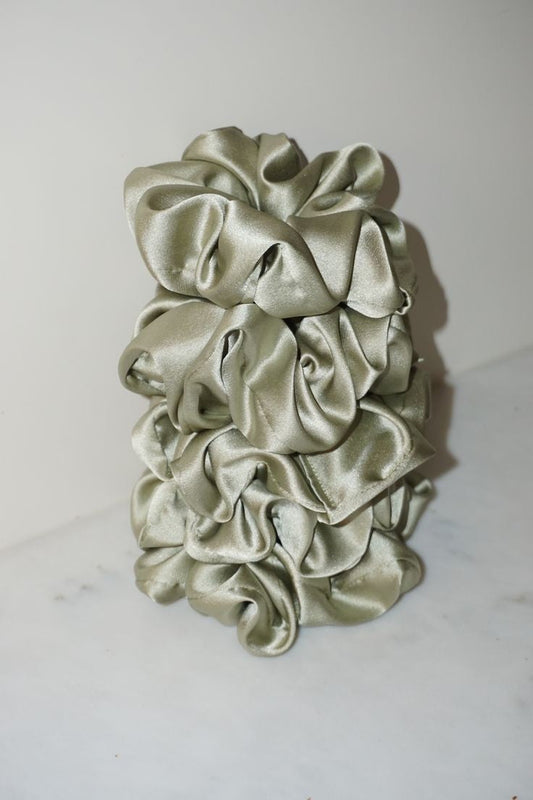 sage satin scrunchie