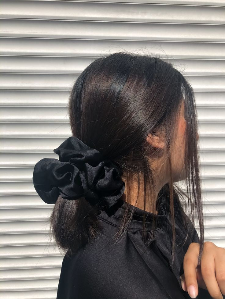 black XXL satin scrunchie