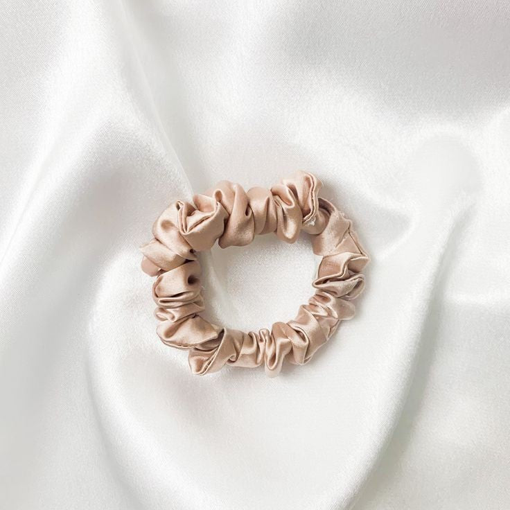 champagne mini satin scrunchie