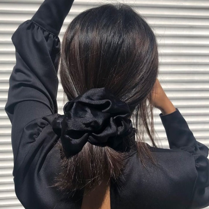 black XXL satin scrunchie