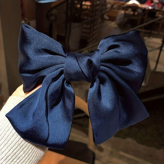 Navy Satin Bow