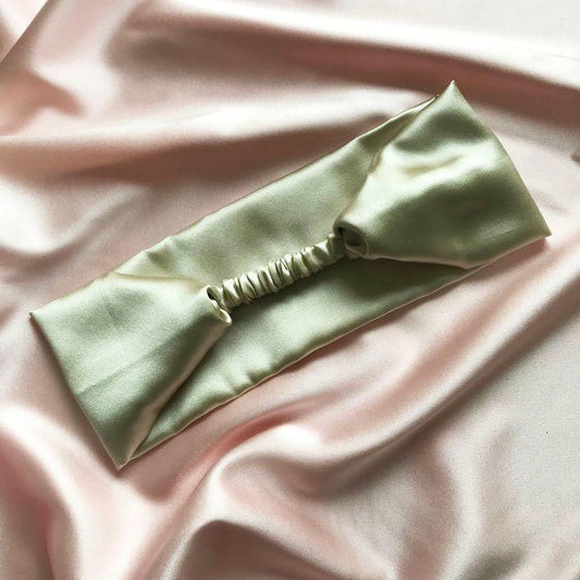 sage satin headband