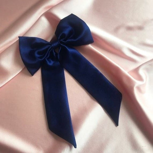 Navy Blue Satin Bow