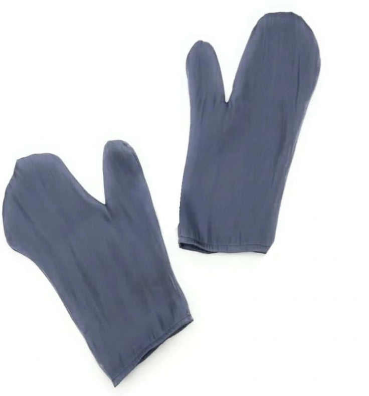 hair scrunch satin silk gloves in ash