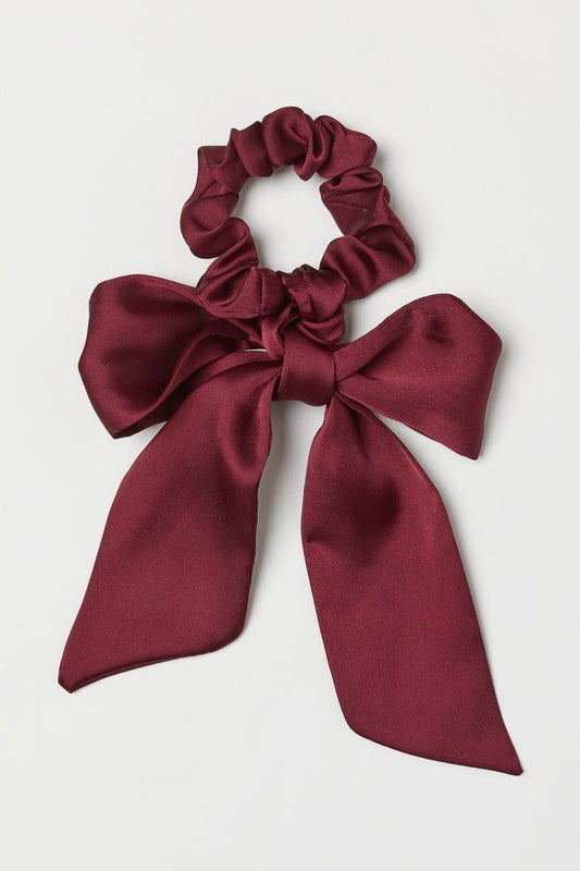 Merlot Satin Bow Scrunchie