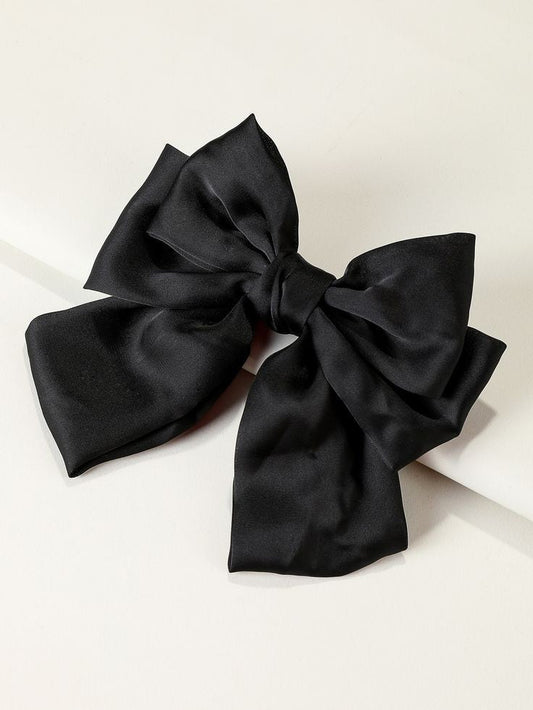 Triple Layered Black Satin Bow